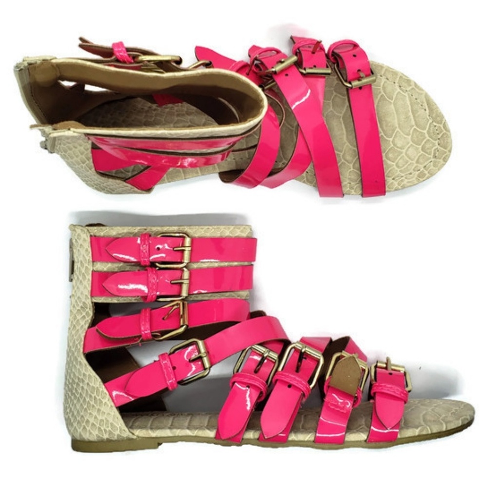 *Wild Diva Lounge Women's 5.5 Pink Strap Sandals